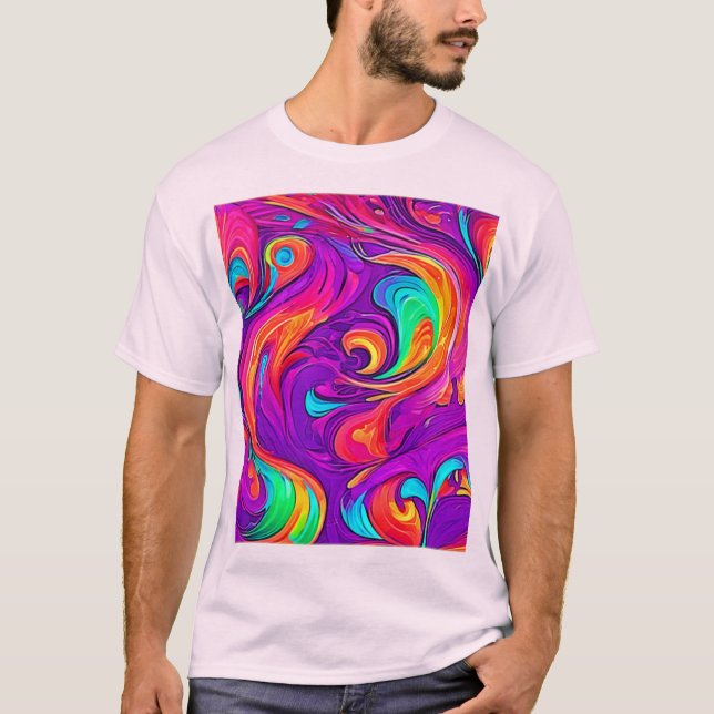 Farbenfrohe Welt: Blühende Muster T-Shirt (Vorderseite)
