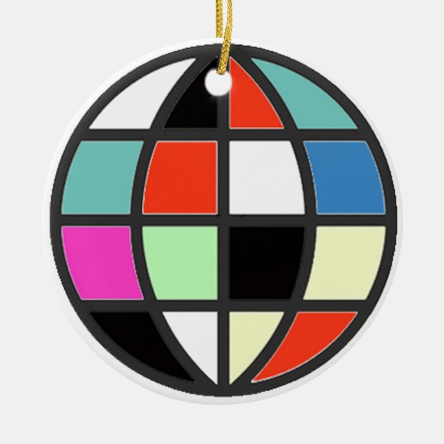 farbenfrohe Welt Keramik Ornament (Vorne)