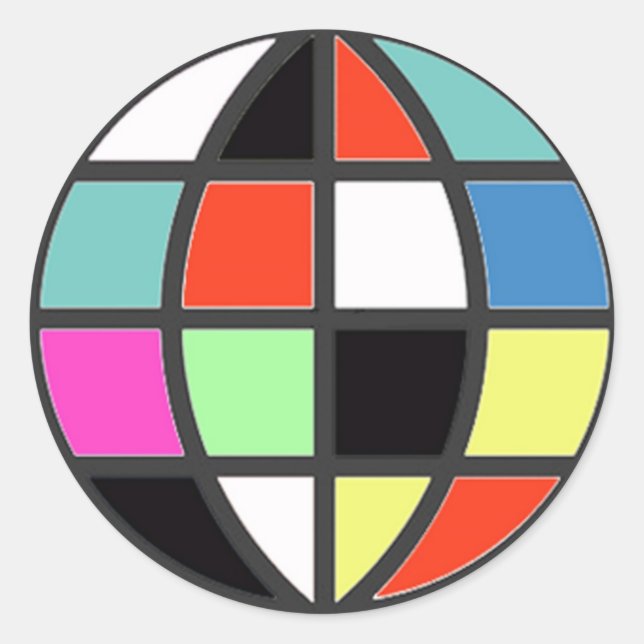 farbenfrohe Welt Runder Aufkleber (Vorderseite)