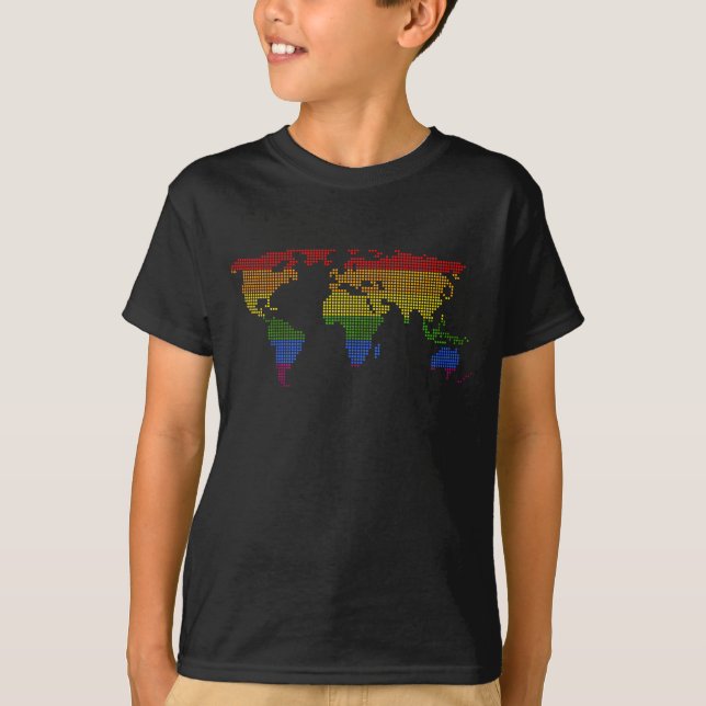 Farbenfrohe Weltkarte Gay Lesbian Que T-Shirt (Vorderseite)