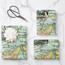 Farbenfrohe Weltkarte Pirate Schatzkarte Geschenkpapier Set