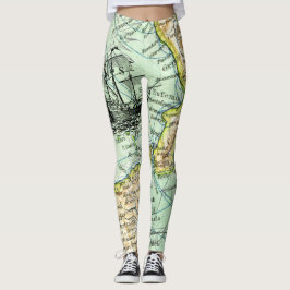Farbenfrohe Weltkarte Pirate Schatzkarte Leggings
