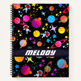 farbenfrohe Weltraumplaneten, Galaxie-Sternenmuste Notizbuch
