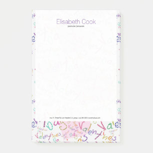 Farbenfrohe Werte für Herz und Textmuster Post-it Klebezettel