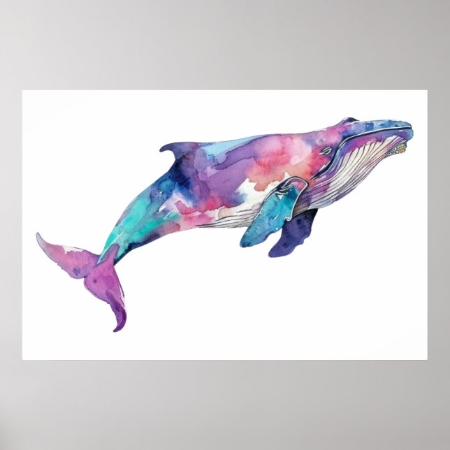 Farbenfrohe Whale-Illustration Poster (Vorne)