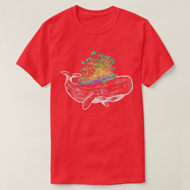Farbenfrohe Whalinsel Regenbogenwälder Kunst T-Shirt (Design vorne)