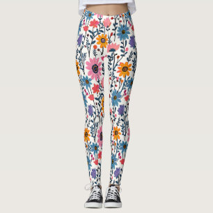 Farbenfrohe Whimsical Folk Art Floral Leggings