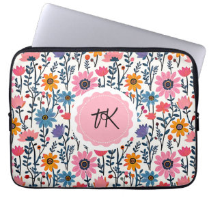 Farbenfrohe Whimsical Folklorele Mit Monogramm Laptopschutzhülle