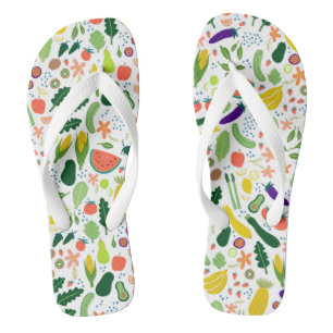 Farbenfrohe Whimsical Frucht & Veggies Muster Flip Flops