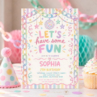 Farbenfrohe Whimsical Fun Mädchen Geburtstag Paste Einladung
