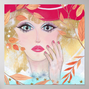 Farbenfrohe Whimsical Girls von Hand gezogen Poster