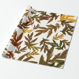 Farbenfrohe Whimsical Herbst Herbst Rustikale Blät Geschenkpapier