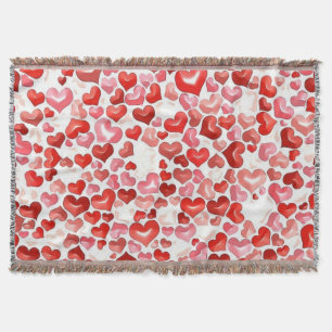 Farbenfrohe Whimsical kleine Herzen Rot Rosa Weiß Decke