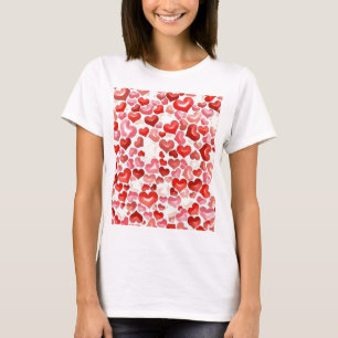 Farbenfrohe Whimsical kleine Herzen Rot Rosa Weiß T-Shirt