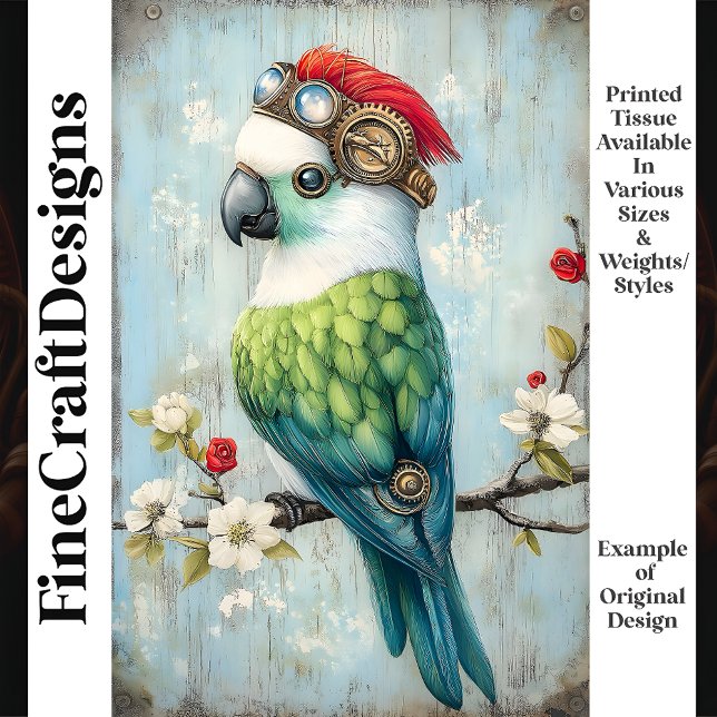 Farbenfrohe Whimsical Punk Bird Parrot J9L Decoupa Seidenpapier (Von Creator hochgeladen)