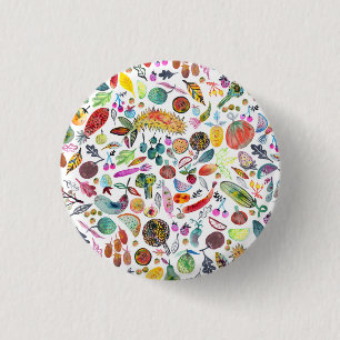 Farbenfrohe Whimsical Watercolor Veggies Button