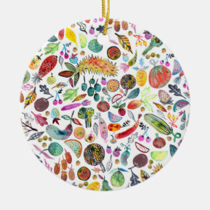Farbenfrohe Whimsical Watercolor Veggies Keramik Ornament