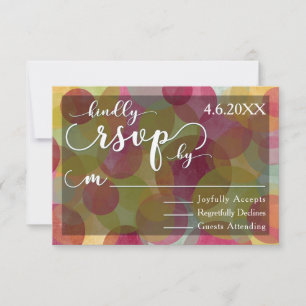 Farbenfrohe Whimsikel   White Wedding RSVP Karte