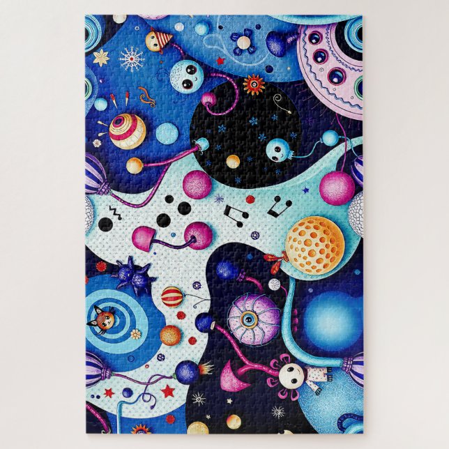 Farbenfrohe Whimsikkreaturen Puzzle - Fun Fantasy (Vertikal)