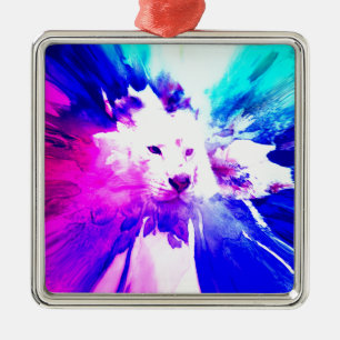 farbenfrohe White Tiger Grunge Ornament Aus Metall