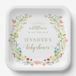 Farbenfrohe Wiese Kleine Wildblume Kindermädchendu Pappteller