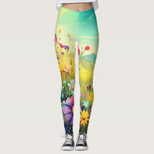 Farbenfrohe Wiese Yoga Leggins