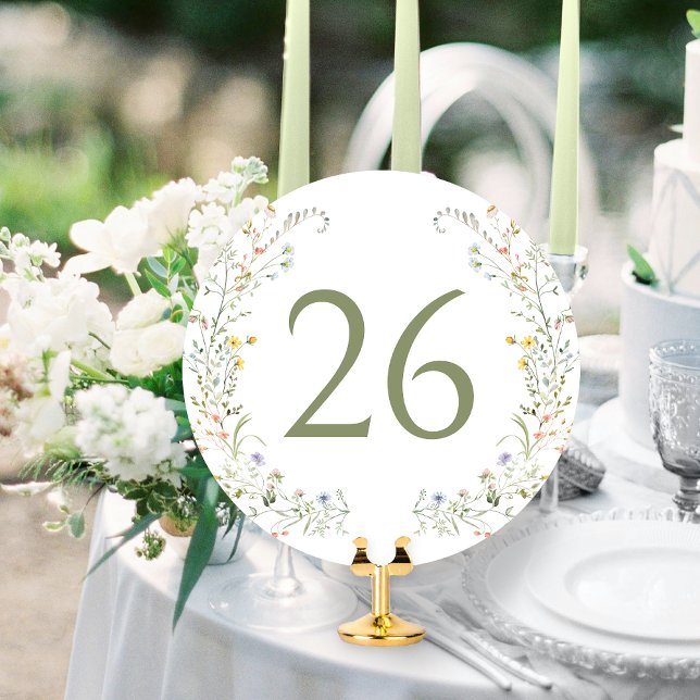 Farbenfrohe Wiesen-Wildblume-Kranz-Tischnummer Einladung (Von Creator hochgeladen)