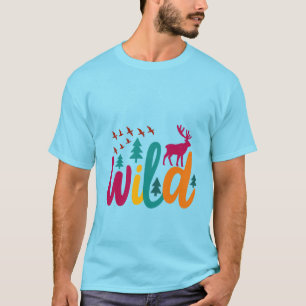 Farbenfrohe Wild Print mit Forest and Deer Graphic T-Shirt