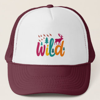 Farbenfrohe Wild Print mit Forest and Deer Graphic Truckerkappe