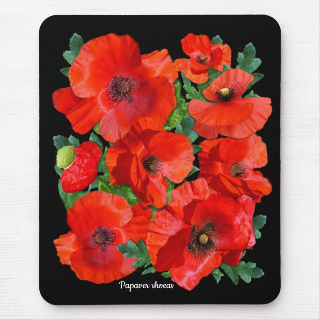 Farbenfrohe Wild Red Poppies Mousepad (Vorne)