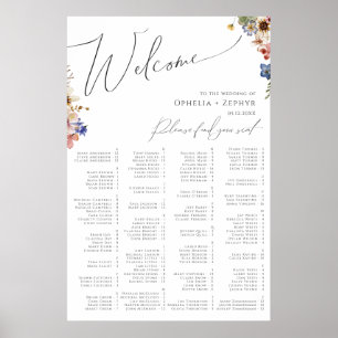 Farbenfrohe Wildblume   Alphabetische Sitztabelle Poster