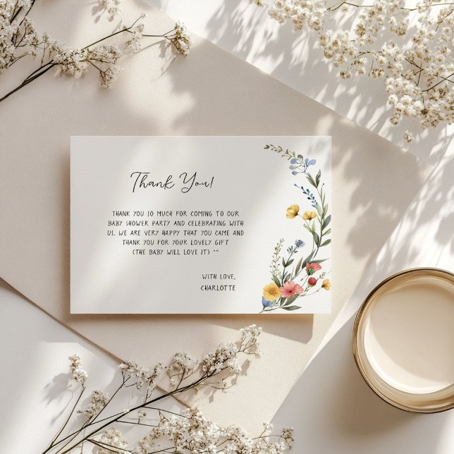 Farbenfrohe Wildblume Baby Girl Dusche Dankeskarte (Von Creator hochgeladen)