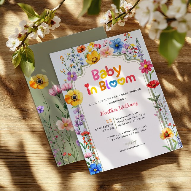 Farbenfrohe Wildblume Baby in Bloom Baby Dusche Einladung (Baby in Bloom Wildflower Baby Shower Invite)