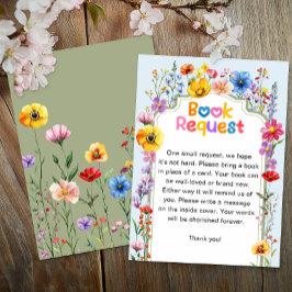 Farbenfrohe Wildblume Baby in Bloom Book Request Begleitkarte
