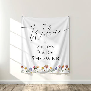 Farbenfrohe Wildblume Babydusche Begrüßung Hinterg Wandteppich