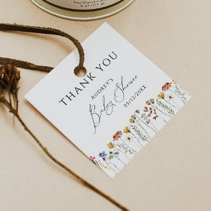 Farbenfrohe Wildblume Babydusche Vielen Dank Geschenkanhänger