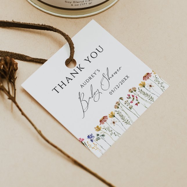 Farbenfrohe Wildblume Babydusche Vielen Dank Geschenkanhänger (Von Creator hochgeladen)