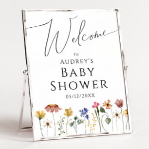 Farbenfrohe Wildblume Begrüßungsbaby Duschzeichen Poster