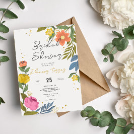 Farbenfrohe Wildblume Beig chic boho Brautparty Einladung