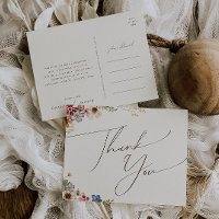 Farbenfrohe Wildblume Beige Garden Wedding Danke