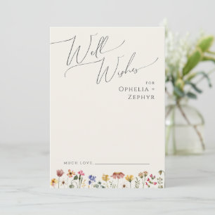 Farbenfrohe Wildblume Beige Hochzeitkarte Hinweiskarte