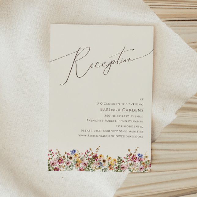Farbenfrohe Wildblume | Beige Hochzeitskarte Begleitkarte (Von Creator hochgeladen)