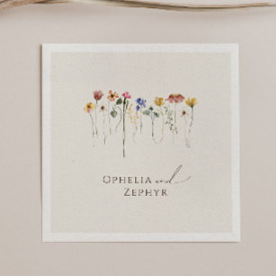 Farbenfrohe Wildblume   Beige Wedding Napkins Serviette