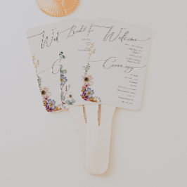 Farbenfrohe Wildblume | Beige Wedding Program Hand Fächer