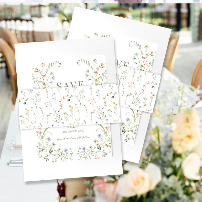 Farbenfrohe Wildblume Blume Hochzeit auf Wiese Einladungsbanderole (Von Creator hochgeladen)