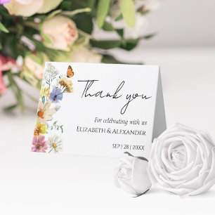Farbenfrohe Wildblume Boho Wedding Dankeskarte