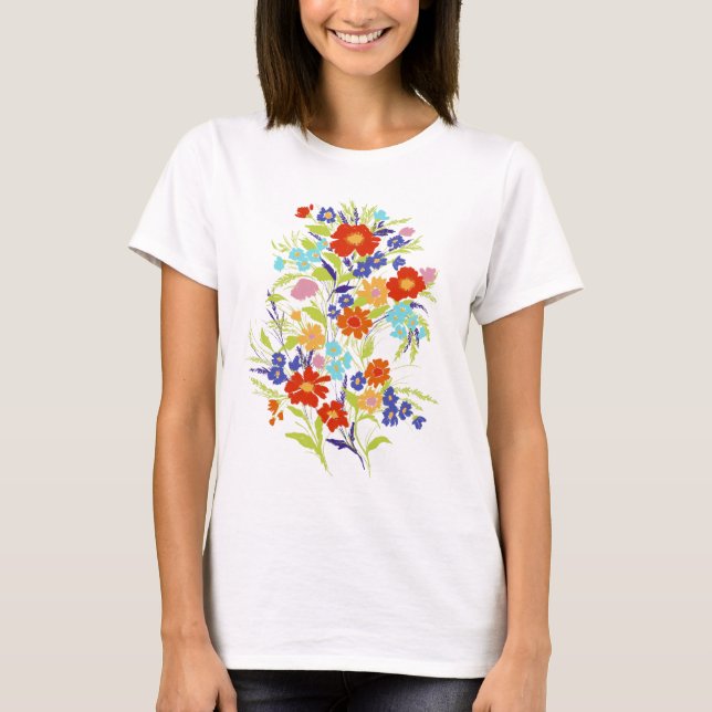 Farbenfrohe Wildblume Bouquet T-Shirt (Vorderseite)