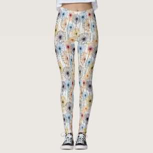Farbenfrohe Wildblume Dandelion Muster Leggings