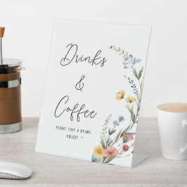 Farbenfrohe Wildblume Drinks & Coffee Sockelschild