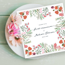 Farbenfrohe Wildblume Erste Heilige Kommune Serviette